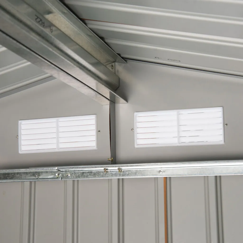 Outsunny Gerätehaus Mit Fundament Geräteschuppen Gartenhaus Garten Schuppen Metall Braun 213 X 130 X 185 Cm 6 Outsunny Gerätehaus Mit Fundament Geräteschuppen Gartenhaus Garten Schuppen Metall Braun 213 X 130 X 185 Cm – Bild 6