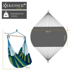 KESSER® Hängestuhl Hängesessel Hängeschaukel Textil Hängesitz Holz Querstrebe Indoor Outdoor Bis 150 Kg Wetterfest UV Beständig , Waschbar , Farbe:Blau -Garten- & Gewächshäuser Geschäft dd352237d89b029b7662e078350c2d6d