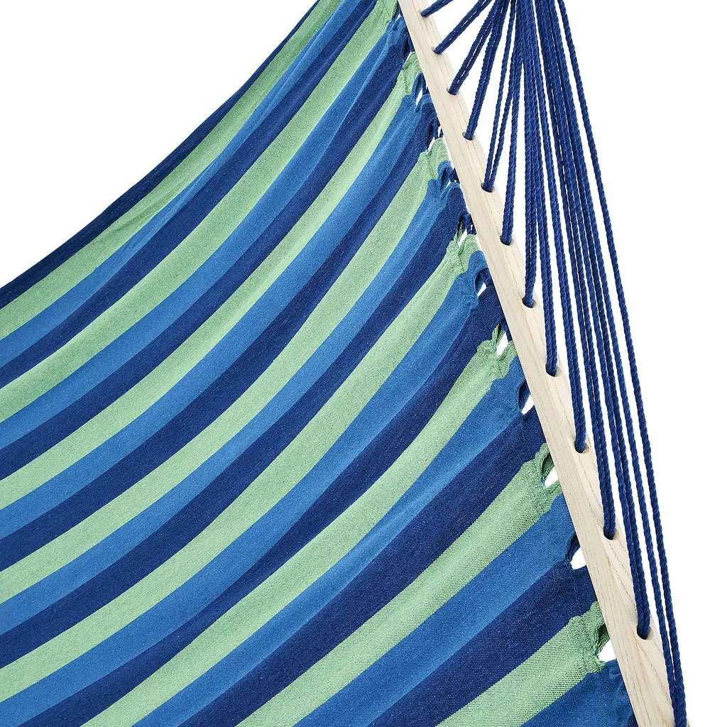 Juskys Hängematte Caracas 230 X 150 Cm In Grün-Blau – Doppelhängematte Aus Baumwolle Für 2 Personen Mit Kissen – Outdoor-Hängematte Bis 300 Kg 12 Juskys Hängematte Caracas 230 X 150 Cm In Grün-Blau – Doppelhängematte Aus Baumwolle Für 2 Personen Mit Kissen – Outdoor-Hängematte Bis 300 Kg – Bild 12