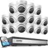 ZOSI C225 4K PoE Überwachungskamera Set, 16X 8MP IP Outdoor Kamera Mit 2-Wege-Audio Und 16CH 4TB NVR, Spotlight Alarm, Farbnachtsicht