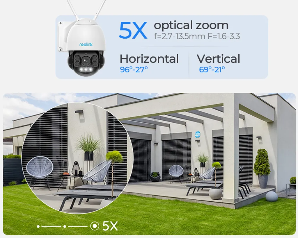 Reolink 5MP PTZ WLAN IP Überwachungskamera Außen, 5XOptischer Zoom, 60m Vollfarb-Nachtsicht, 2,4/5GHz WiFi Camera Outdoor Mit Personen-/Fahrzeugerkennung, Auto-Tracking, Cloud/SD Storage, IP66, RLC-523WA 13 Reolink 5MP PTZ WLAN IP Überwachungskamera Außen, 5XOptischer Zoom, 60m Vollfarb-Nachtsicht, 2,4/5GHz WiFi Camera Outdoor Mit Personen-/Fahrzeugerkennung, Auto-Tracking, Cloud/SD Storage, IP66, RLC-523WA – Bild 13