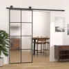 VidaXL Schiebetür Aluminium Und ESG Glas 90x205 Cm Schwarz