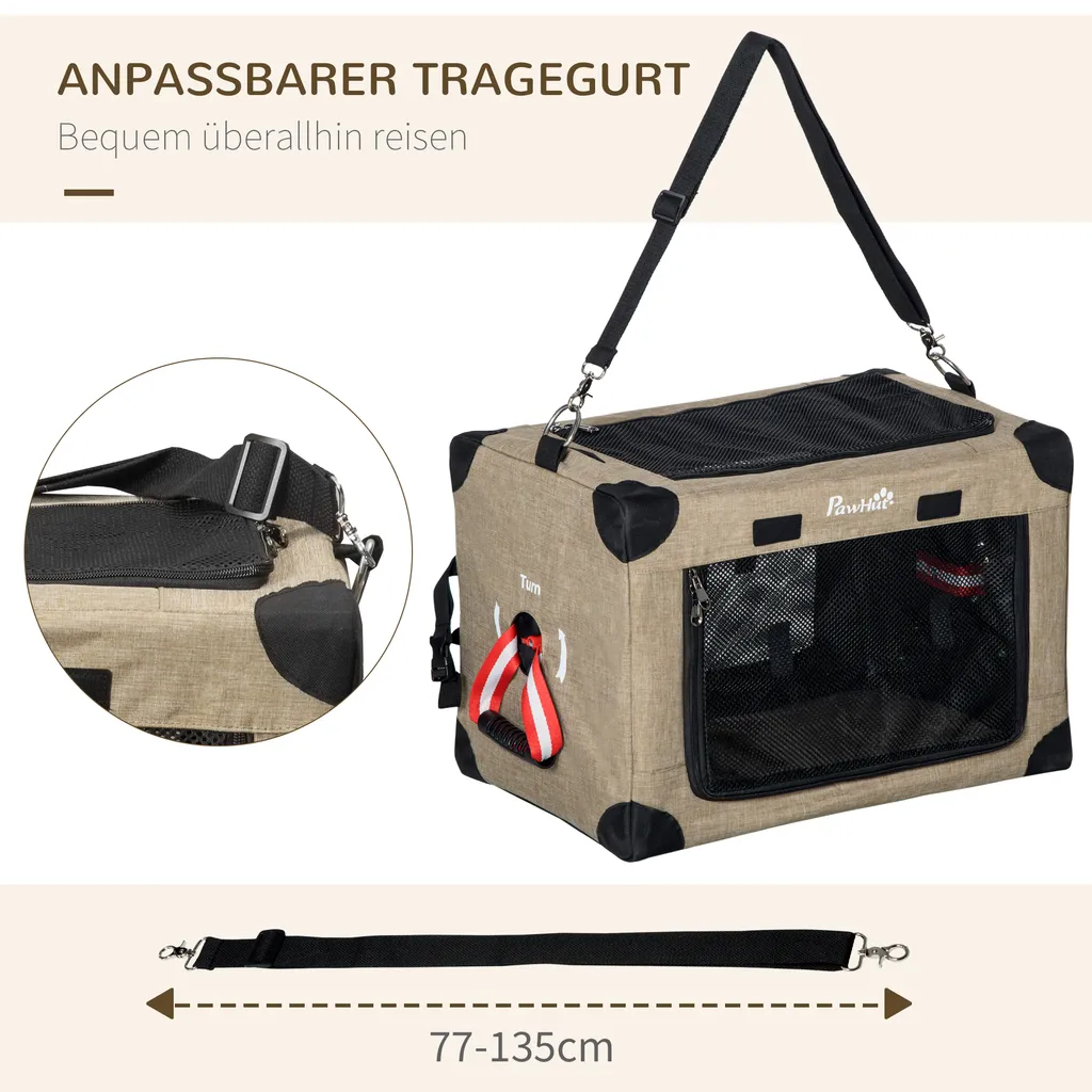 PawHut Hundebox Hundetransportbox Reisebox Faltbar Hundetasche Transporttasche Mit Tragegriff Tragetasche Für Tiere Atmungsaktiv Oxfordstoff Khaki 48,5 X 33,5 X 33 Cm 6 PawHut Hundebox Hundetransportbox Reisebox Faltbar Hundetasche Transporttasche Mit Tragegriff Tragetasche Für Tiere Atmungsaktiv Oxfordstoff Khaki 48,5 X 33,5 X 33 Cm – Bild 6