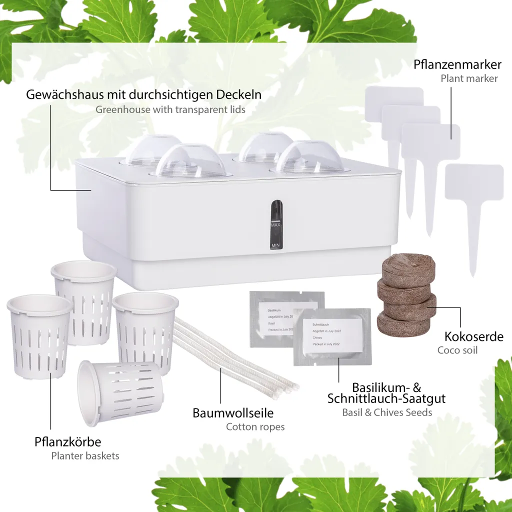 ONVAYA® Zimmergewächs Anzucht Set | Zimmer Gewächshaus Inkl. Kokoserde Und Saatgut | Kleines Gewächshaus Mit Smart Bewässerungssystem Zimmergarten 5 ONVAYA® Zimmergewächs Anzucht Set | Zimmer Gewächshaus Inkl. Kokoserde Und Saatgut | Kleines Gewächshaus Mit Smart Bewässerungssystem Zimmergarten – Bild 5