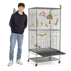 Papageien-Paradies Vogelkäfig "Hawai" Mit Rollen - Vogelvoliere Für Finken, Wellensittiche Und Kleine Papageien