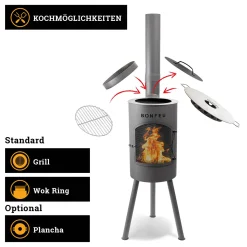 BonFeu - BonGiano SP (Ø 30 Cm) - Stahl - Gartenkamin - Terassenofen - Feuerstelle - 30 X 30 X 135 Cm - Schwarz -Garten- & Gewächshäuser Geschäft decdd08f7c08c056128cba30acdd4045