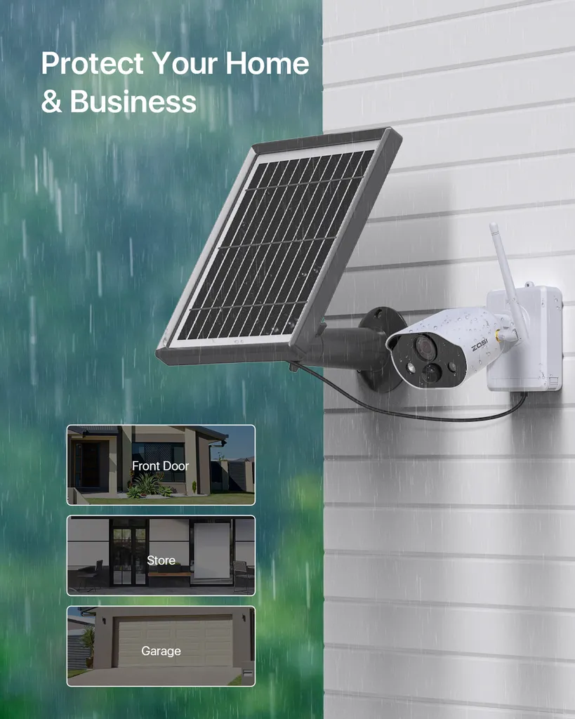 ZOSI C306 Drahtlos Wiederaufladbar Außen Akku Kamera Mit Solarpanel, Farbnachtsicht, PIR Menschenerkennung, Licht&Ton Alarm 5 ZOSI C306 Drahtlos Wiederaufladbar Außen Akku Kamera Mit Solarpanel, Farbnachtsicht, PIR Menschenerkennung, Licht&Ton Alarm – Bild 5