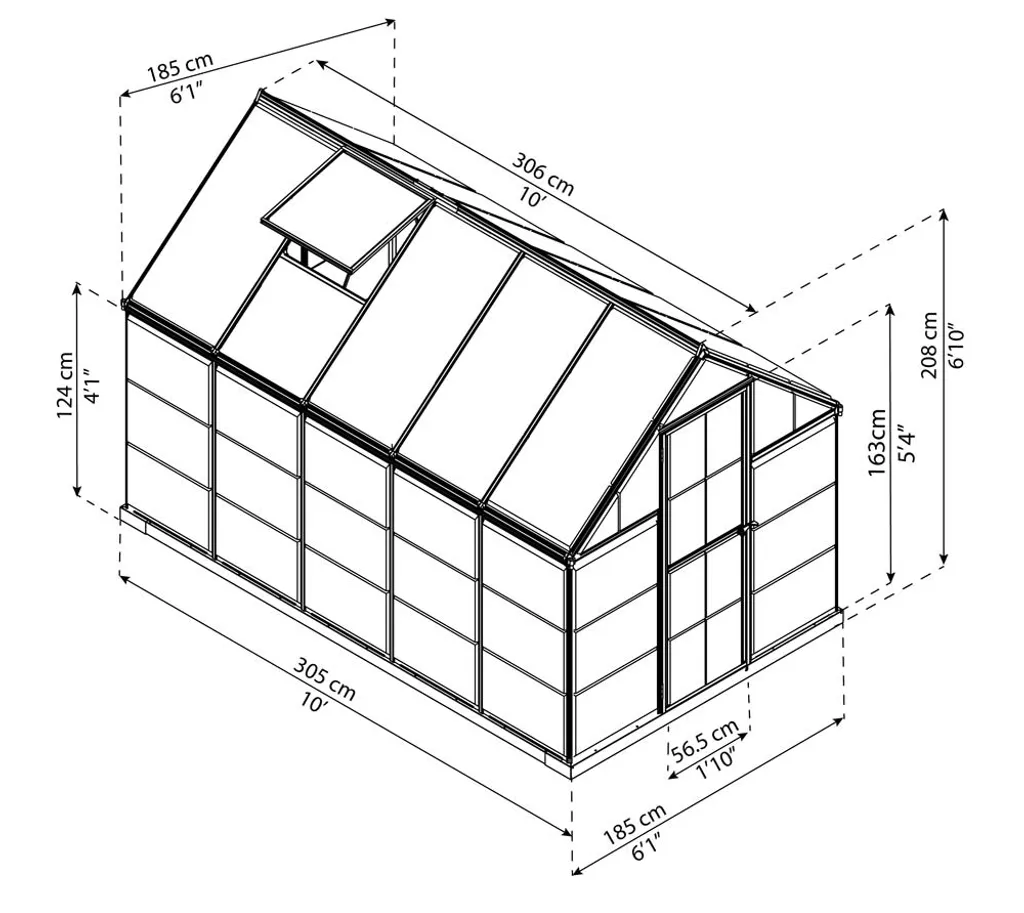 Palram Aluminium Gewächshaus 1,9x3,1 M Set Hybrid 6x10 Grau Treibhaus Anzuchthaus Tomatenhaus Pflanzhaus 8 Palram Aluminium Gewächshaus 1,9x3,1 M Set Hybrid 6x10 Grau Treibhaus Anzuchthaus Tomatenhaus Pflanzhaus – Bild 8
