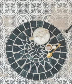 Dehner Beistelltisch Madeleine, Mit Mosaik, Ø 45 Cm, Höhe 45 Cm, Stahl/Zement/Stein, Galvanisiert Und Pulver-beschichtet, Dunkelgrau -Garten- & Gewächshäuser Geschäft df9d030962b6f8853ff5a75b953d8450