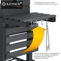 KESSER® Grill Grillwagen XXL Holzkohlegrill Mit Deckel, Rädern, Edelstahl-Griff, Grillrost Und Thermometer Holzkohle Kohlegrill Wagen Groß Kohle BBQ Barbeque Camping, Terrasse, Garten, Farbe:Grau -Garten- & Gewächshäuser Geschäft dfa3de418c30d858f0ac82f28e432615