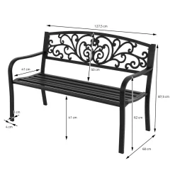 ECD Germany Gartenbank Mit Armlehnen & Rückenlehne Mit Muster, Schwarz, Aus Stahl Und Gusseisen, Wetterfeste Terrassenbank, Metallbank Für Garten Terrasse 12 ECD Germany Gartenbank Mit Armlehnen & Rückenlehne Mit Muster, Schwarz, Aus Stahl Und Gusseisen, Wetterfeste Terrassenbank, Metallbank Für Garten Terrasse -Garten- & Gewächshäuser Geschäft dfbf4ecde498c162a3324765c5df13da