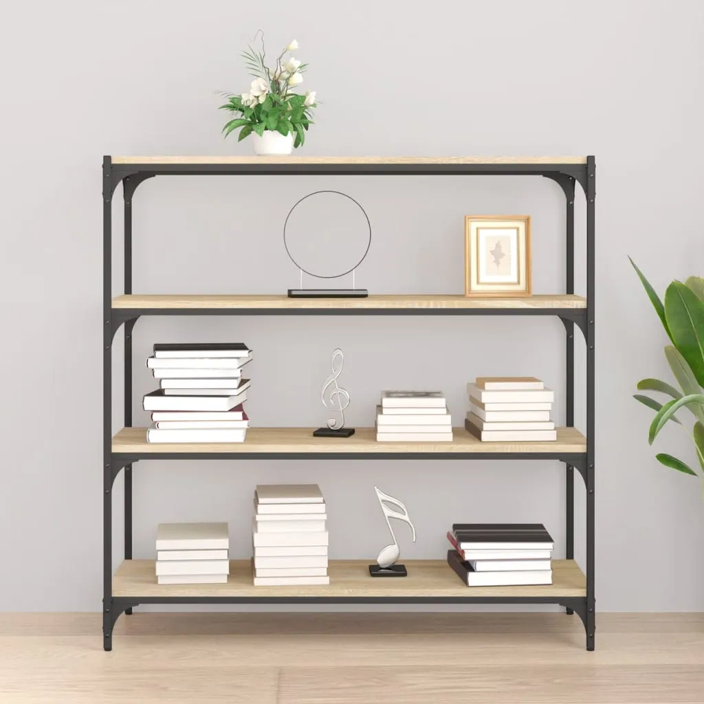 VidaXL Bš¹cherregal Sonoma-Eiche 100x33x100 Cm Holzwerkstoff Und Stahl 3 VidaXL Bš¹cherregal Sonoma-Eiche 100x33x100 Cm Holzwerkstoff Und Stahl – Bild 3