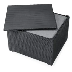 Keter Lounge Set Emma 8-teilig - Graphit , 2 Sessel + 2er Sofa + 1 Tisch Mit Aufbewahrungsbox-Funktion + 4 Sitzauflagen -Garten- & Gewächshäuser Geschäft e016997eb463eadbc7a34c2b7a61bb2d