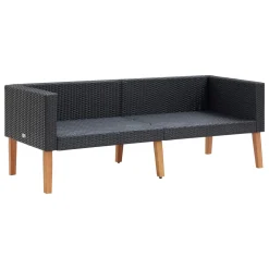VidaXL 2-Sitzer-Gartensofa Mit Auflagen Poly Rattan Schwarz -Garten- & Gewächshäuser Geschäft e020a55f4ec557fd9b55591390383c3e
