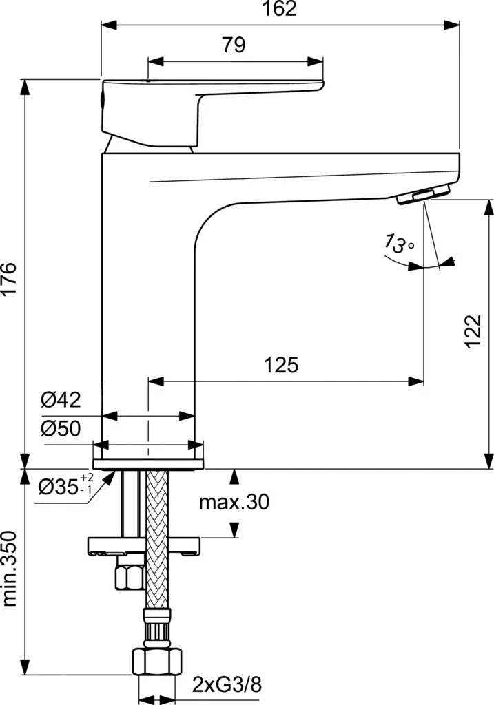Ideal Standard Waschtischarmatur Cerafine O Ohne Ablaufgarnitur, Ausladung 126mm BC554XG Schwarz 2 Ideal Standard Waschtischarmatur Cerafine O Ohne Ablaufgarnitur, Ausladung 126mm BC554XG Schwarz – Bild 2