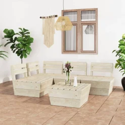 VidaXL 5-tlg. Garten-Paletten-Lounge-Set Imprägniertes Fichtenholz