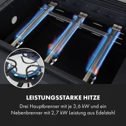 Klarstein Gasgrill Mit Smoker, Gasgrill Mit 4 Brenner, 13,5kW Edelstahl-Gasgrill, BBQ Gasgrill Für Balkon & Garten, Grill Für Gas & Kohle, Gasgrills Mit 4 Brenner & Thermometer -Garten- & Gewächshäuser Geschäft e0907a202fbca9c429beef29e7651bf8