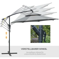 HOMCOM Outsunny Ampelschirm Ø295 Cm LED Solar Sonnenschirm Wasserabweisend Alu Hellgrau 13 HOMCOM Outsunny Ampelschirm Ø295 Cm LED Solar Sonnenschirm Wasserabweisend Alu Hellgrau -Garten- & Gewächshäuser Geschäft e0a89cd143455c0b19d9aa52aaef1999