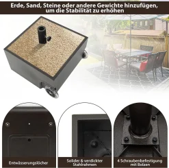 COSTWAY Sonnenschirmständer Mit Rollen, 77kg Sonnenschirm Ständer Für Schirmstangen 38/48 Mm, Schirmständer Befüllbar Mit Sand, Pflanzgefäß Mit Ablaufloch Für Terrasse, Garten 10 COSTWAY Sonnenschirmständer Mit Rollen, 77kg Sonnenschirm Ständer Für Schirmstangen 38/48 Mm, Schirmständer Befüllbar Mit Sand, Pflanzgefäß Mit Ablaufloch Für Terrasse, Garten -Garten- & Gewächshäuser Geschäft e151d1616b4b4630b3bb05000120e414