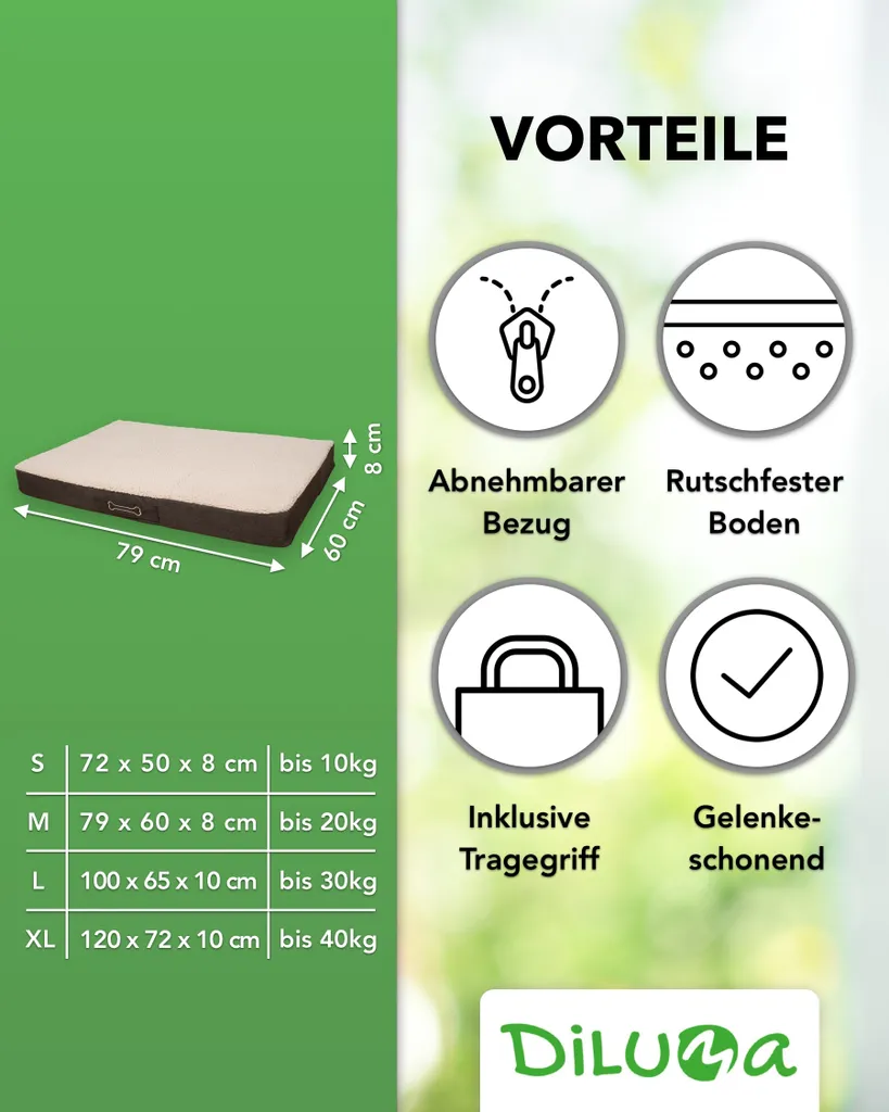 DILUMA Orthopädisches Haustierkissen Benji M 79 X 60 X 8 Cm – Optimaler Liegekomfort Für Ihr Haustier – Viscoelastische Hundematratze Mit Abnehmbaren Bezug Und Antirutschbeschichtung 3 DILUMA Orthopädisches Haustierkissen Benji M 79 X 60 X 8 Cm – Optimaler Liegekomfort Für Ihr Haustier – Viscoelastische Hundematratze Mit Abnehmbaren Bezug Und Antirutschbeschichtung – Bild 3