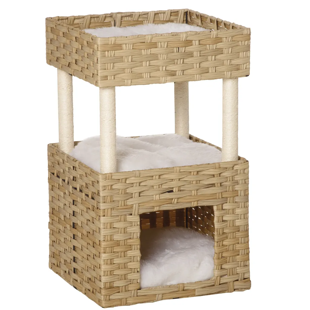 Pawhut Katzenhöhle Aus Rattan Katzenkorb Mit Kratzstamm 3-stöckiges Katzenbett Katzenhöhle Katzenturm Mit 3 Kissen Liegedach Sisal Natur 40 X 40 X 70 Cm 1 Pawhut Katzenhöhle Aus Rattan Katzenkorb Mit Kratzstamm 3-stöckiges Katzenbett Katzenhöhle Katzenturm Mit 3 Kissen Liegedach Sisal Natur 40 X 40 X 70 Cm
