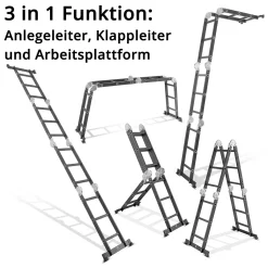 STAHLWERK Mehrzweckleiter 150 Kg Alu Klappleiter Trittleiter Aluminiumleiter -Garten- & Gewächshäuser Geschäft e16e95c96a49aedb3fc80de21083a294
