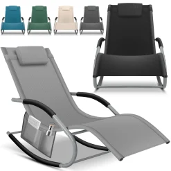 KESSER® Sonnenliege Relaxliege Schwungliege | Gartenliege | Gartenstuhl | Klappstuhl Faltbar | Liegestuhl | Schaukelsessel | Ergonomische Relaxsessel | Wetterfest | 150 Kg Belastung |, Farbe:Beige