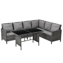 SVITA MADISON Polyrattan Lounge Gartenmöbel Rattan Set In Grau