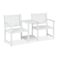 Relaxdays Gartenbank Mit Tisch Weiß -Garten- & Gewächshäuser Geschäft e1bba11754a8097bc1de564b5c492203