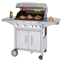 Proficook Gasgrill PC-GG 1181silber 4 Edelstahl-Brenner +zusätzliche Kochstelle (4+1)