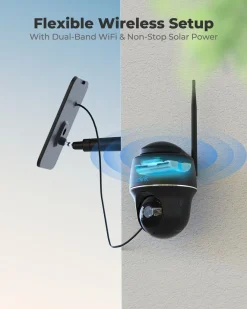 Reolink 2K 355°/140° PTZ Solar/Akku-Überwachungskamera Outdoor Mit 2,4/5GHz WiFi, Personen-/Fahrzeugerkennung, PIR-Sensor, 2-Wege-Audio, Argus PT-2K(Schwarz) + Solarpanel -Garten- & Gewächshäuser Geschäft e215b653c9af8327502269899295d628 1