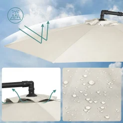 SONGMICS Sonnenschirm, Ø 300 Cm, Mit Ständer, Sonnenschutz UV-Schutz Bis UPF 50+, Mit Kurbel Zum Öffnen Und Schließen, Beige GPU116M01 -Garten- & Gewächshäuser Geschäft e24012c59fba1e625eb3af30ad7356cd