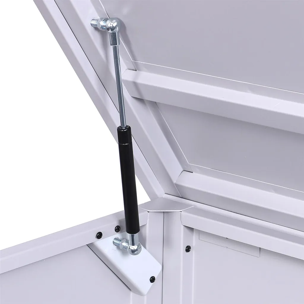 Mendler Gartentruhe HWC-J56, Aufbewahrungsbox Auflagenbox Truhe, Wasserdicht Metall Edelstahl 69x185x85 783l Hellgrau 3 Mendler Gartentruhe HWC-J56, Aufbewahrungsbox Auflagenbox Truhe, Wasserdicht Metall Edelstahl 69x185x85 783l Hellgrau – Bild 3