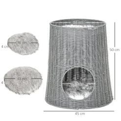 Pawhut Katzenhöhle Aus Rattan Katzenhaus Katzenbett Katzenkorb Mit 2 Kissen Weidenkorb Mit Liegedach Zweistöckig Geschlossenes Design Handgewebt PE-Rattan Baumwolle Grau 45 X 45 X 50 Cm 13 Pawhut Katzenhöhle Aus Rattan Katzenhaus Katzenbett Katzenkorb Mit 2 Kissen Weidenkorb Mit Liegedach Zweistöckig Geschlossenes Design Handgewebt PE-Rattan Baumwolle Grau 45 X 45 X 50 Cm -Garten- & Gewächshäuser Geschäft e27ae468027a156813ae33a605964f24
