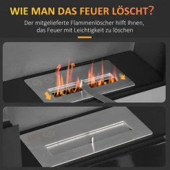 HOMCOM 3L Ethanol-Kamin Feuerschale Wandkamin 3Std.Ethanol Kamin 20-25m² Wärmedeckung Mit Löschhilfe Indoor Metall Schwarz 90 X 18 X 60 Cm -Garten- & Gewächshäuser Geschäft e28e2196ab354ba08b53fa776de0769a