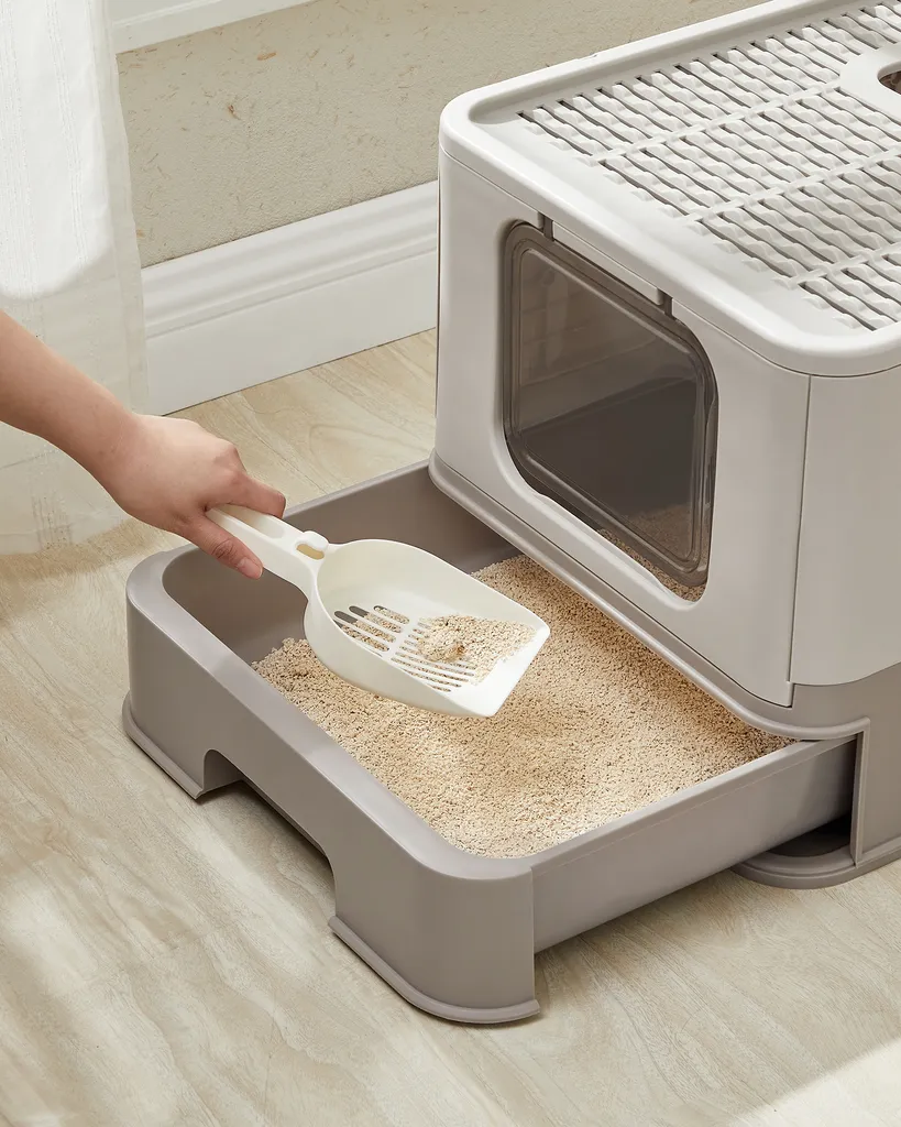 FEANDREA Katzenklo, Mit Deckel, Für Katzen Bis 15kg, Haferflockenfarben-warmgrau 2 FEANDREA Katzenklo, Mit Deckel, Für Katzen Bis 15kg, Haferflockenfarben-warmgrau – Bild 2