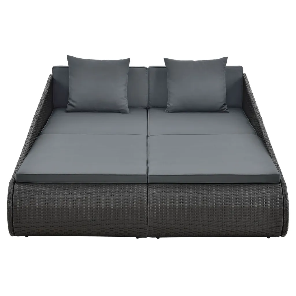 Juskys Polyrattan Sonnenliege Mykonos – XXL Outdoor Doppelliege Mit Polster Kissen In Grau Waschbar – Für Garten & Balkon – Gartenliege Sonneninsel 1 Juskys Polyrattan Sonnenliege Mykonos – XXL Outdoor Doppelliege Mit Polster Kissen In Grau Waschbar – Für Garten & Balkon – Gartenliege Sonneninsel