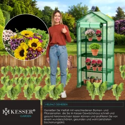 KESSER® Premium Foliengewächshaus Gewächshaus Mit 4 Etagen - 69 X 50 X 158 Cm Treibhaus Mit 4 Regalen - Platzsparend, Hochwertiges Anzuchthaus Garten Balkon Stabil & Einfach Zu Montieren, Farbe:Grün, Größe:4 Etagen -Garten- & Gewächshäuser Geschäft e2cd6379db87277f6e812a566528f550