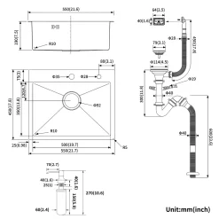 Auralum Rechteckige Küchenspüle 55 × 45 CM, Edelstahl Einbau Spülbecken Inkl. Ablaufgarnitur Und 300ml Seifenspender, Dunkelgrau -Garten- & Gewächshäuser Geschäft e327103d6228aadd9a3ad9e2744e5f5c 3