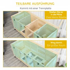 PawHut Kleintierstall Kleintierkäfig Teilbar Mit Rollen Tierstall Meerschweinchenstall Meerschweinchenkafig Zwergkaninchenstall Kleintierhaus Outdoor Tannenholz Natur 138 X 53 X 61 Cm -Garten- & Gewächshäuser Geschäft e334adbd4bad2dc35420e9653902703b