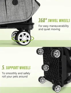 Pecute Pet Stroller 2 In 1 Hunde-Transportboxen,Hunderucksack Mit Trolley Abnehmbarer Faltbarer Hundetrolley Mit Fensterbis 15 Kg,Grau -Garten- & Gewächshäuser Geschäft e33a2f8e472fc7770066a9cab4678fa1