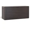 Deuba Auflagenbox Holzoptik 120x46x57cm Kissenbox Gartenbox Garten Truhe Braun, Farbe:braun
