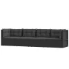 VidaXL 4-tlg. Garten-Lounge-Set Mit Kissen Schwarz Poly Rattan