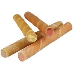 Schecker 264g (12 Stück) Mit Lachs - Gefüllte Kaurollen - Büffelhaut Röllchen