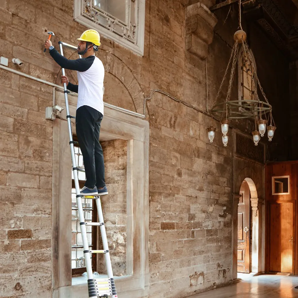 Wolketon 4.4M Alu Teleskopleiter, Multifunktionsleiter Schiebeleiter Hohe Sicherheit, Haushaltsleiter 150 Kg Belastbarkeit, Fuer Garten Innen Aussenbereich 6 Wolketon 4.4M Alu Teleskopleiter, Multifunktionsleiter Schiebeleiter Hohe Sicherheit, Haushaltsleiter 150 Kg Belastbarkeit, Fuer Garten Innen Aussenbereich – Bild 6