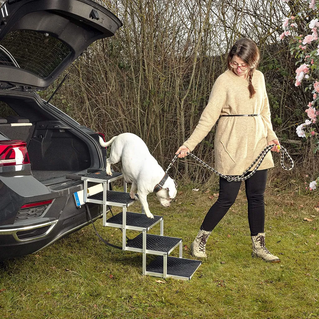 ONVAYA® Hundetreppe Faltbar | 5 Stufen | Hunderampe Einstieghilfe Für Autos Oder Hohe Betten | Klappbare Haustiertreppe | Stabile Hundeleiter | Praktisch & Leicht | Für Bis Zu 60 Kg 7 ONVAYA® Hundetreppe Faltbar | 5 Stufen | Hunderampe Einstieghilfe Für Autos Oder Hohe Betten | Klappbare Haustiertreppe | Stabile Hundeleiter | Praktisch & Leicht | Für Bis Zu 60 Kg – Bild 7