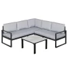 Outsunny 3-tlg. Gartengarnitur Gartenmöbel-Set Gartenset Sitzgruppe Mit Couchtisch Sofa Mit Kissen Outdoor Aluminium Grau
