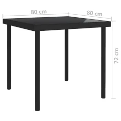 VidaXL Garten-Esstisch Schwarz 80x80x72 Cm Glas Und Stahl -Garten- & Gewächshäuser Geschäft e40c6b39648a94076ae6c72c9237a11e