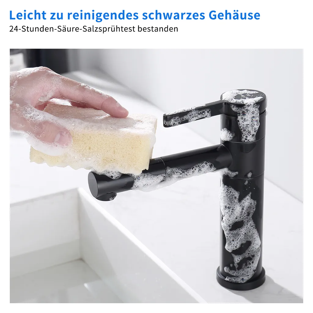 Aihom Wasserhahn Bad Schwarz, 360° Drehbar Waschtischarmatur, Einhebel Wasserhahn Bad Mit 2 Schläuche Einhebelmischer Waschbecken Armaturen Für Bad 8 Aihom Wasserhahn Bad Schwarz, 360° Drehbar Waschtischarmatur, Einhebel Wasserhahn Bad Mit 2 Schläuche Einhebelmischer Waschbecken Armaturen Für Bad – Bild 8