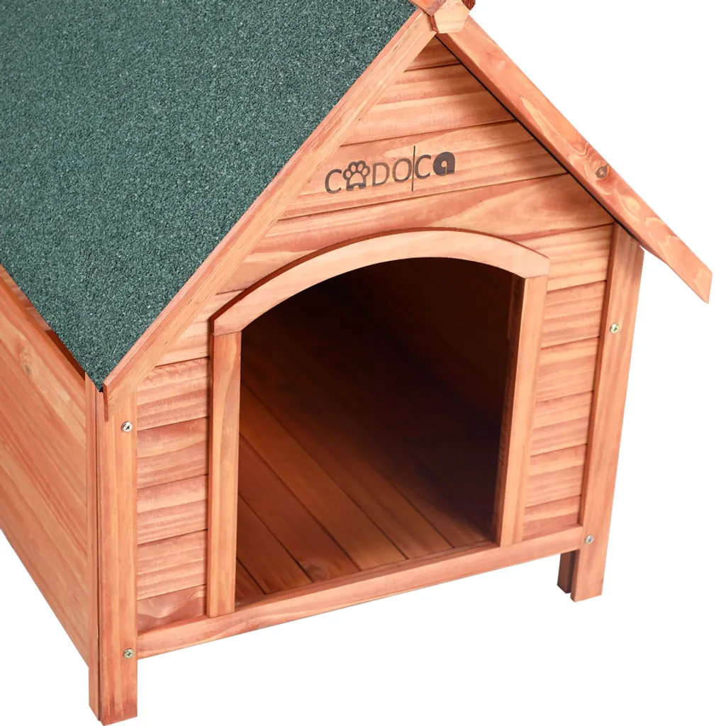 Deuba Cadoca Hundehütte FSC®-zertifiziertes Massivholz 82x72x85cm Dachluke Spitzdach Garten Hundehaus Tierhaus Wetterfest 10 Deuba Cadoca Hundehütte FSC®-zertifiziertes Massivholz 82x72x85cm Dachluke Spitzdach Garten Hundehaus Tierhaus Wetterfest – Bild 10